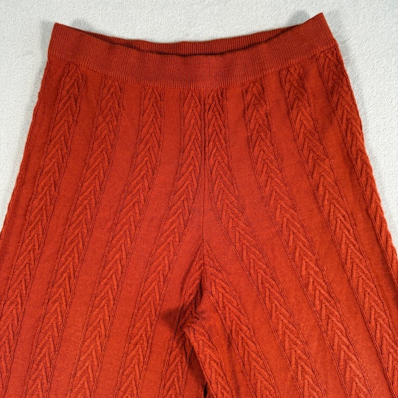 Anthropologie Pants Womens Medium Rust Orange Sweater Cable Knit Wide Leg - Picture 3 of 12